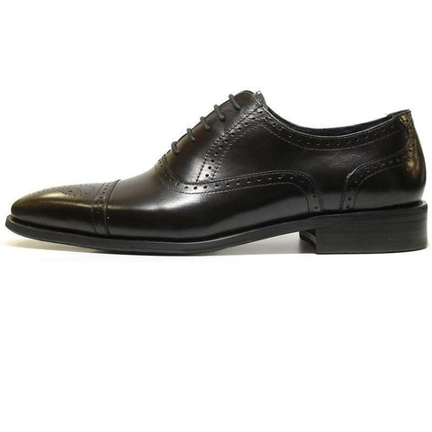 New Encore Fiesso Black Leather Cap Toe Oxford Dress Shoes FI 3227