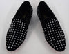 Men's Fiesso Black Suede with Clear Crystals Rhinestones Slip On Shoes FI 6853