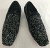 Men's Fiesso Black Suede Formal Entertainer Crystals Slip On Shoes FI 7258