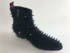 New Men's Fiesso Black Suede Spikes Pointed Toe Boots w/ Zipper FI 7316-S