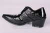 New Men's Fiesso Black Patent Leather Pointed Toe Dress Shoes w/Buckle FI 6729