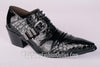 New Men's Fiesso Black Patent Leather Pointed Toe Dress Shoes w/Buckle FI 6729