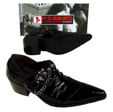 New Fiesso New Pointed Black Patent Leather Shoes FI 6786