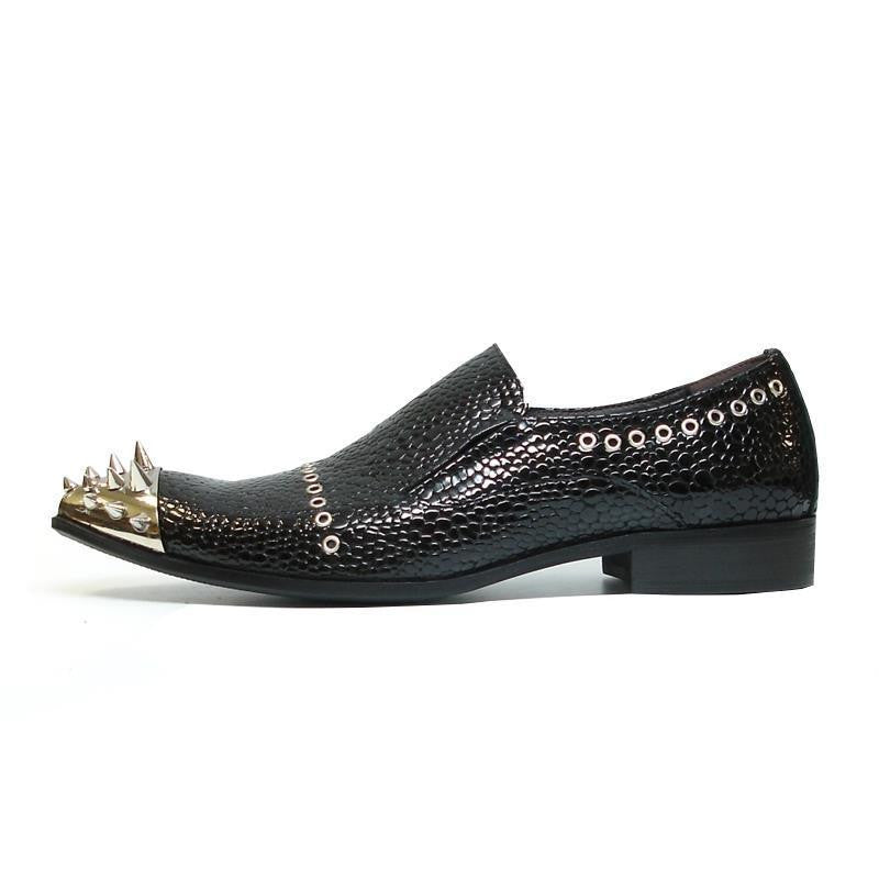Men's Fiesso Black Patent Snake Leather Shoes