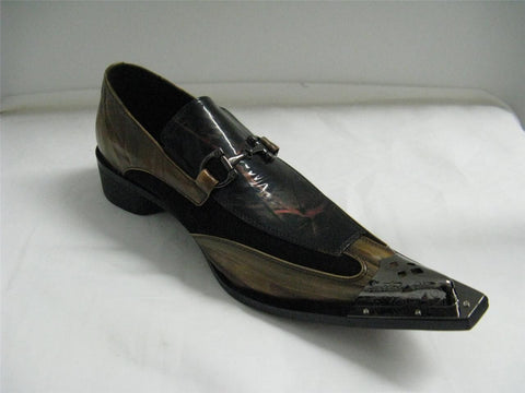New Fiesso Brown Pointed Metal Toe Shoes FI 6652