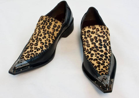 New Fiesso Dress Shoes Black/Leopard FI 6650