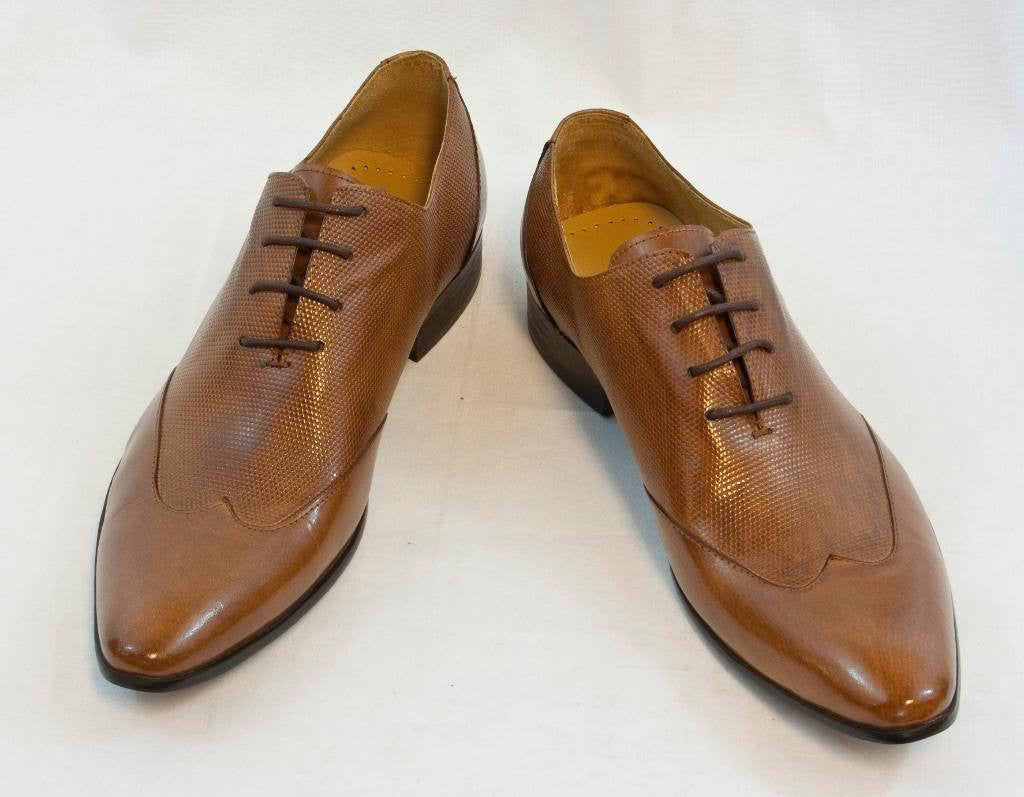 New Encore Dress Shoes by Fiesso Brown Wingtip Leather FI 3046