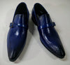 New Encore Blue Pointed Toe Leather Slip on Dress Shoes FI 6924