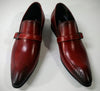 New Encore Burgundy Pointed Toe Leather Slip on Dress Shoes FI 6924
