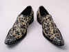 New Men's Black Fiesso Gold Foil Metal Toe Slip on Shoes FI 6842