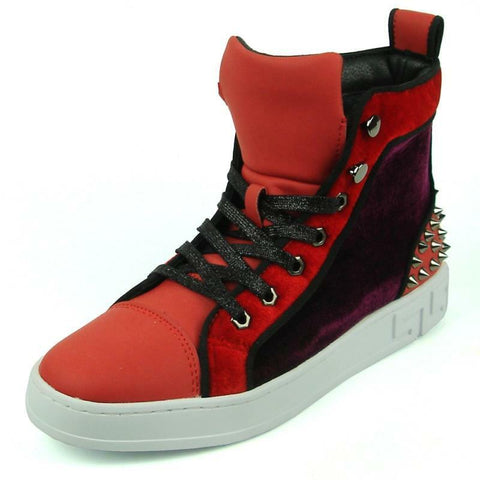 Encore Fiesso Men's Fashion High Top Sneakers with Spikes Red FI 2348 Size 8 -13