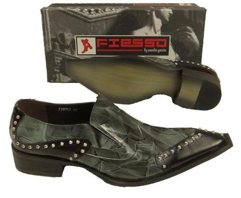 New Men's Fiesso Green Patent Leather Shoes FI 6757