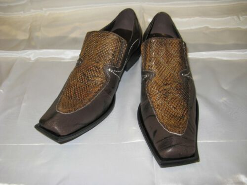 Fiesso New Brown Snake and Leather Print Shoes FI 6420